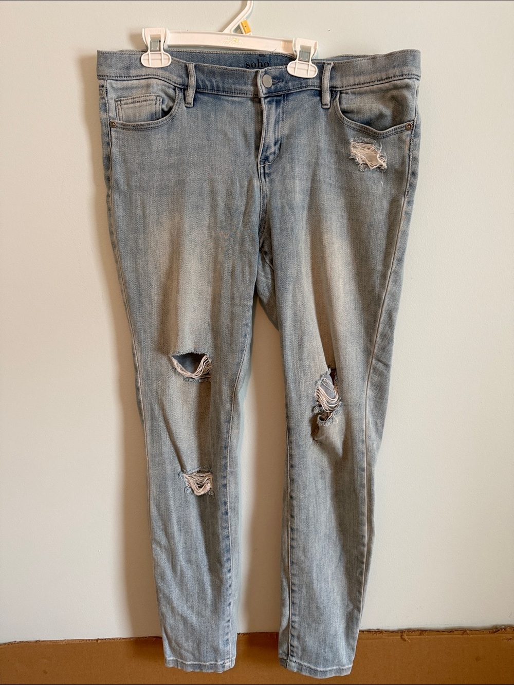New York & Company Soho Light Wash Ripped Skinny Jeans